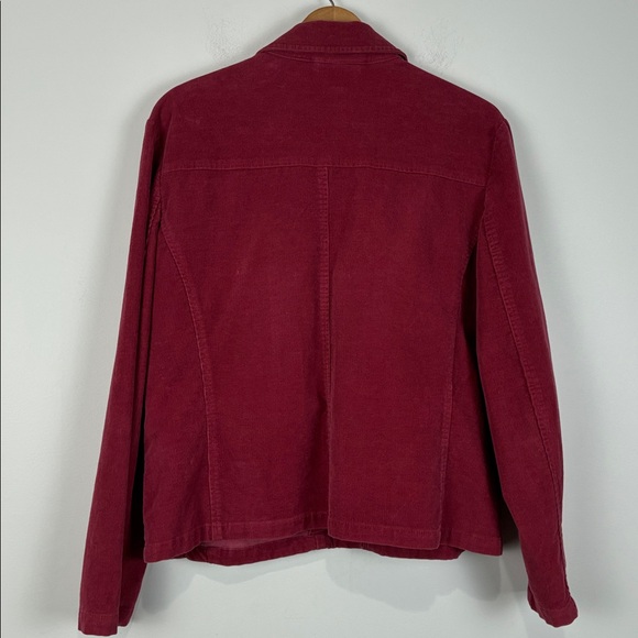 Talbots Petites Women's Large Burgundy Corduroy Jacket Stretch Cabincore Camping - Picture 4 of 6